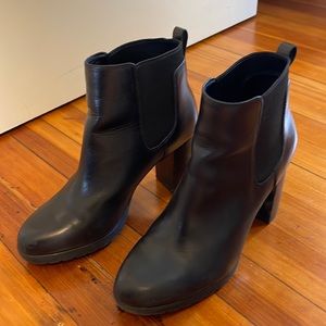 Clarks Black Boots, size 9/12, 3 1/2 in heel